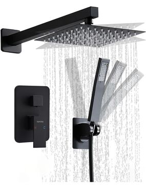 Hamcday Matte Black Rainfall Showerhead with Handheld Spray